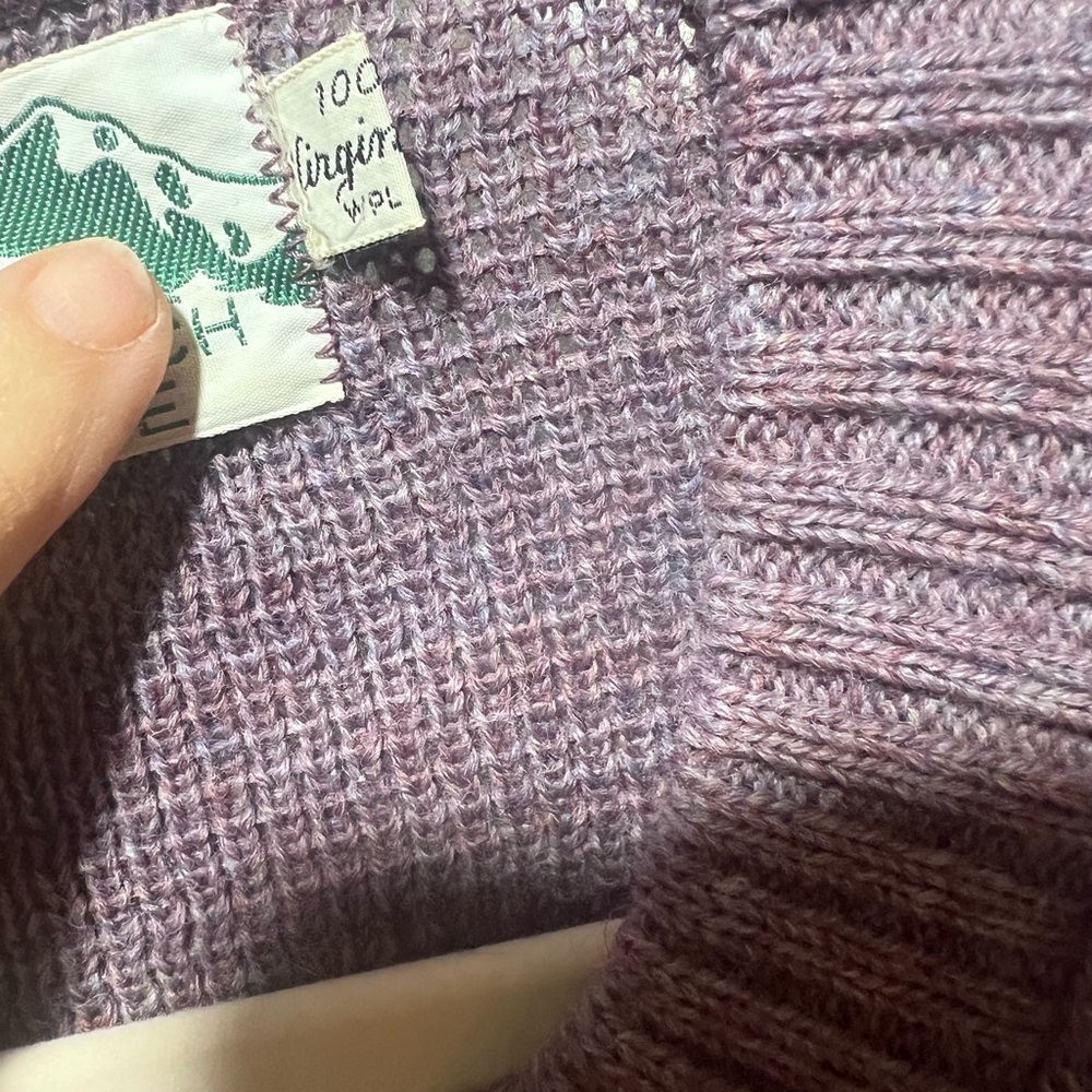 Woolrich Fair Isle Cardigan Sweater Purple Nordic Knit Button Front Sz Large - Picture 6 of 8